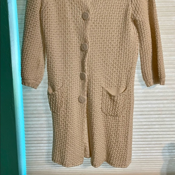 EUC Cartise crocheted oatmeal colored Sweater Jacket size small - Picture 2 of 8